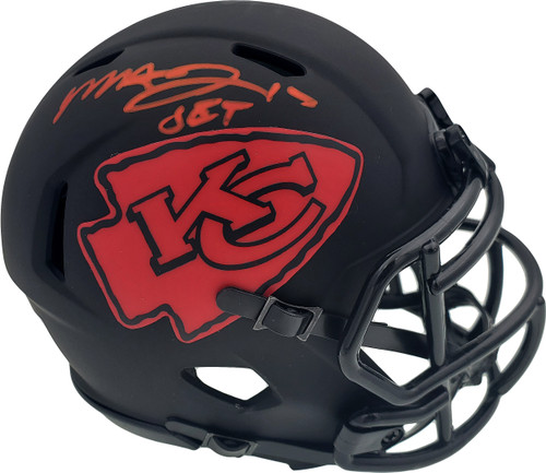 Mecole Hardman Autographed Kansas City Chiefs Eclipse Black Speed Mini Helmet "Jet" Beckett BAS Stock #185785