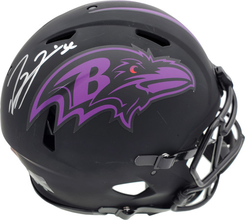 Ray Lewis Autographed Eclipse Black Baltimore Ravens Full Size Authentic Speed Helmet Beckett BAS Stock #185801