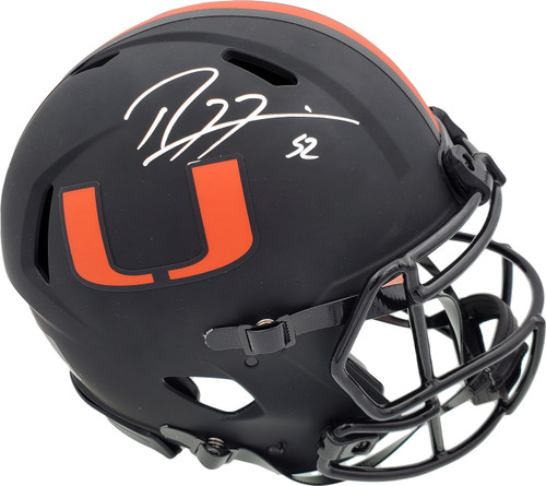 Ray Lewis Autographed Eclipse Black Miami Hurricanes Full Size Speed Authentic Helmet Beckett BAS Stock #185804