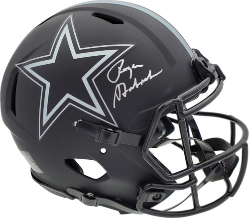 Roger Staubach Autographed Eclipse Black Dallas Cowboys Full Size Authentic Speed Helmet Beckett BAS Stock #185834