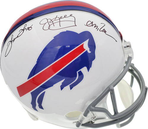 Buffalo Bills Team Greats Autographed Full Size White Replica Helmet With 3 Signatures Including Jim Kelly, Thurman Thomas & Andre Reed Beckett BAS Stock #185866