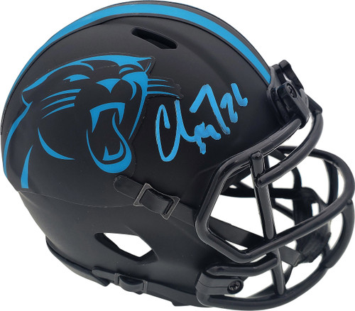 Christian McCaffrey Autographed Carolina Panthers Eclipse Black Speed Mini Helmet Beckett BAS Stock #185910