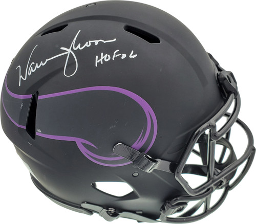 Warren Moon Autographed Minnesota Vikings Eclipse Black Full Size Speed Authentic Helmet "HOF 06" MCS Holo Stock #187024