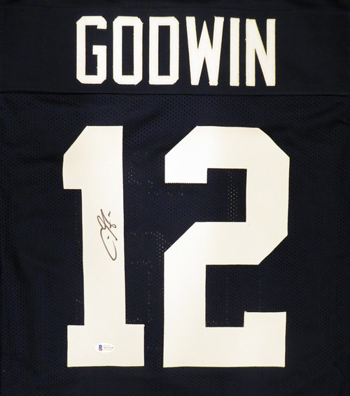 Penn State Nittany Lions Chris Godwin Autographed Blue Jersey Beckett BAS Stock #187472