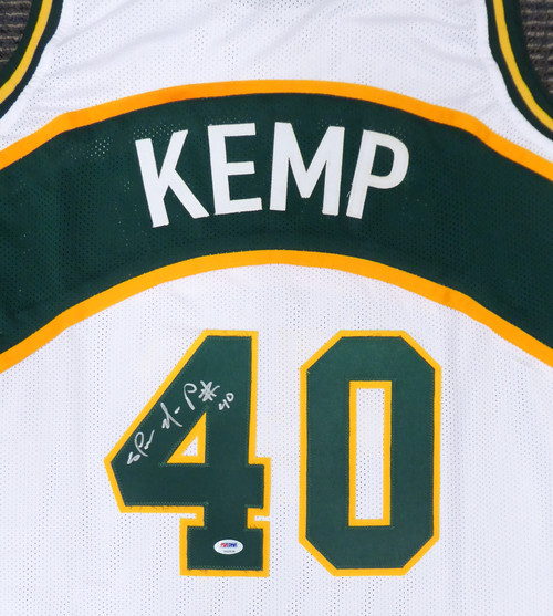 Seattle Sonics Shawn Kemp Autographed White Jersey PSA/DNA Stock #187733