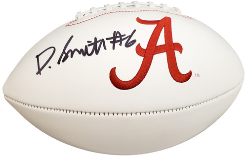 Devonta Smith Autographed Alabama Crimson Tide White Logo Football Beckett BAS Stock #190001