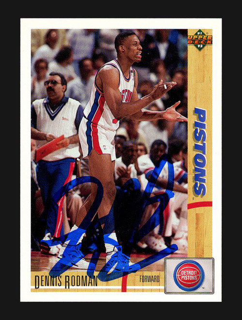 Dennis Rodman Autographed 1991-92 Upper Deck Card #185 Detroit Pistons Stock #190467