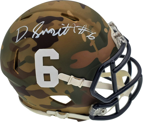 Devonta Smith Autographed Alabama Crimson Tide Camo Speed Mini Helmet Beckett BAS Stock #191111