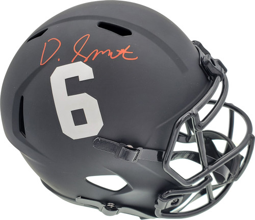 Devonta Smith Autographed Alabama Crimson Tide Eclipse Black Full Size Replica Speed Helmet Beckett BAS Stock #191975