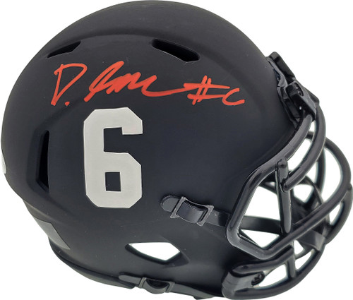 Devonta Smith Autographed Alabama Crimson Tide Eclipse Black Speed Mini Helmet Beckett BAS Stock #191980