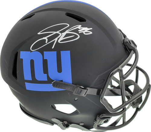 Saquon Barkley Autographed New York Giants Eclipse Black Full Size Authentic Speed Helmet Beckett BAS Stock #192185