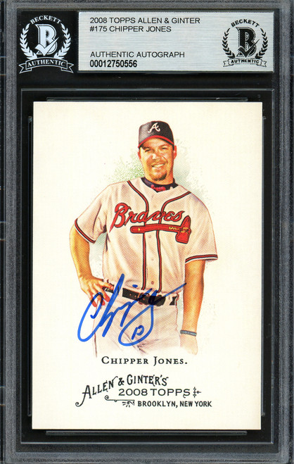 Chipper Jones Autographed 2008 Topps Allen & Ginter Card #175 Atlanta Braves Beckett BAS Stock #193099