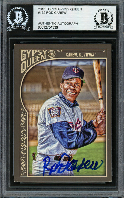 Rod Carew Autographed 2015 Topps Gypsy Queen Card #152 Minnesota Twins Beckett BAS Stock #193370
