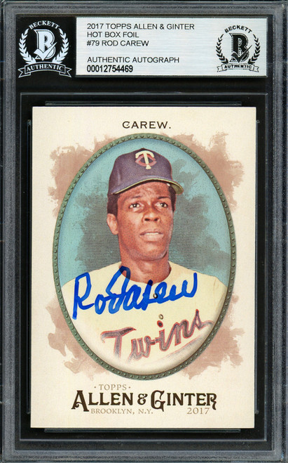 Rod Carew Autographed 2017 Topps Allen & Ginter Foil Card #79 Minnesota Twins Beckett BAS Stock #193387