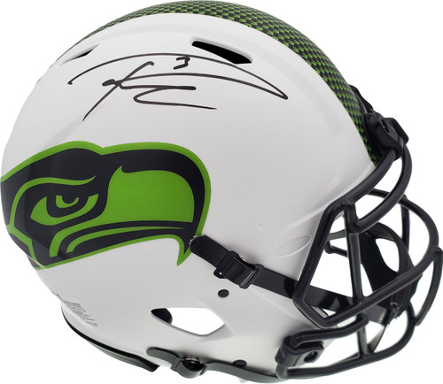 Russell Wilson Autographed Seattle Seahawks White Lunar Eclipse Full Size Authentic Speed Helmet RW Holo & Beckett BAS Stock #194030