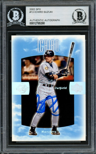 Ichiro Suzuki Autographed 2002 Upper Deck Sweet Spot Card #13 Seattle Mariners Beckett BAS Stock #194198