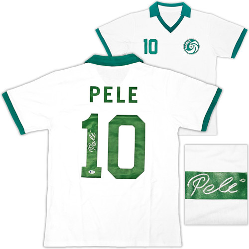 New York Cosmos Pele Autographed White Jersey Beckett BAS Stock #194364