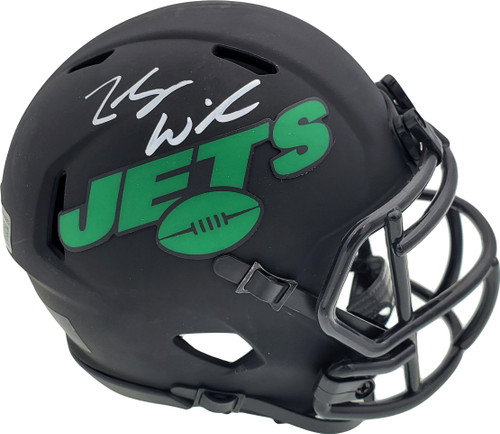 Zach Wilson Autographed New York Jets Eclipse Black Speed Mini Helmet Beckett BAS QR Stock #194723