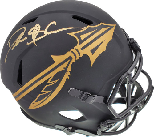 Deion Sanders Autographed Florida State Seminoles Eclipse Black Full Size Replica Speed Helmet Beckett BAS QR Stock #194873