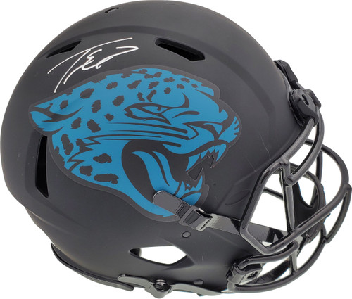 Travis Etienne Autographed Jacksonville Jaguars Eclipse Black Full Size Authentic Speed Helmet Beckett BAS QR Stock #194884