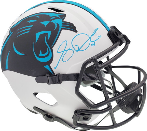 Sam Darnold Autographed Carolina Panthers Lunar Eclipse White Full Size Replica Speed Helmet Beckett BAS QR Stock #195172