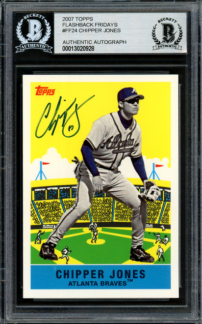 Chipper Jones Autographed 2007 Topps Fan Favorite Card #FF24 Atlanta Braves Beckett BAS Stock #195974