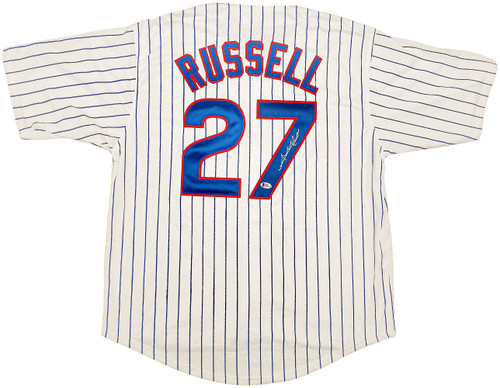 Chicago Cubs Addison Russell Autographed White Jersey Beckett BAS Stock #196620