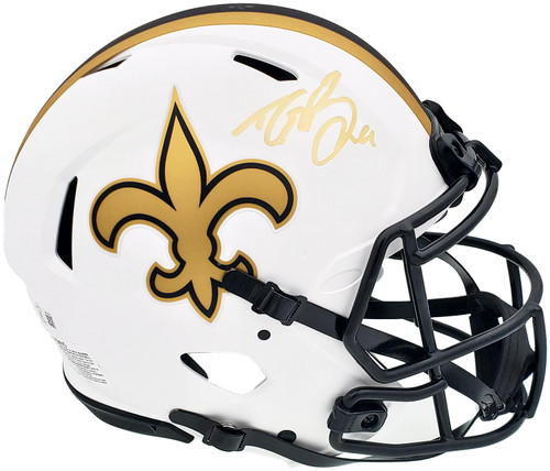 Drew Brees Autographed New Orleans Saints Lunar Eclipse White Full Size Authentic Speed Helmet Beckett BAS QR Stock #197044