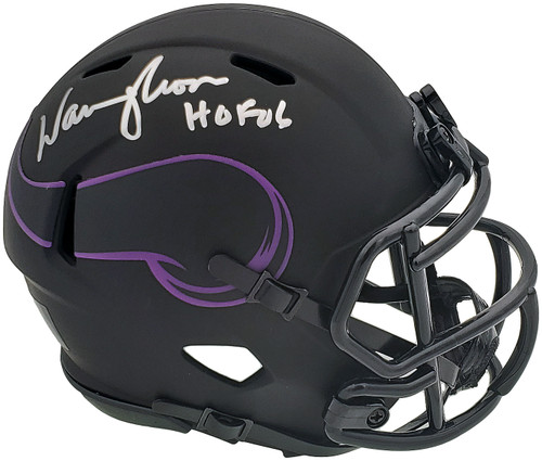 Warren Moon Autographed Minnesota Vikings Eclipse Black Mini Helmet "HOF 06" MCS Holo Stock #197050