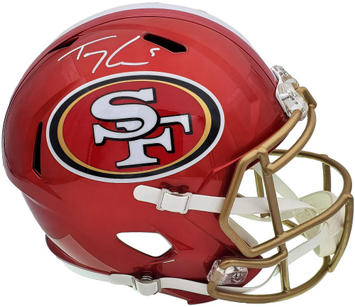 Trey Lance Autographed San Francisco 49ers Flash Red Full Size Replica Speed Helmet Beckett BAS QR Stock #197092