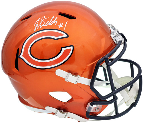 Justin Fields Autographed Chicago Bears Flash Orange Full Size Replica Speed Helmet Beckett BAS QR Stock #197095