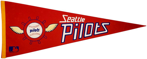 Unsigned 1969 Seattle Pilots Red Wool Pennant Stock #199253