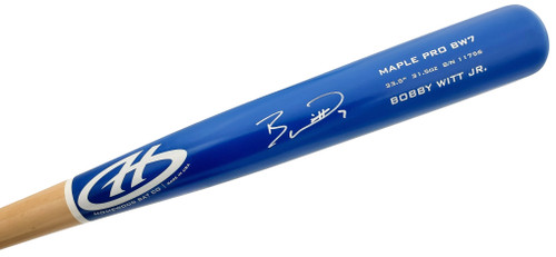 Bobby Witt Jr. Autographed Blue Homewood Game Model Bat Kansas City Royals Beckett BAS QR Stock #199423