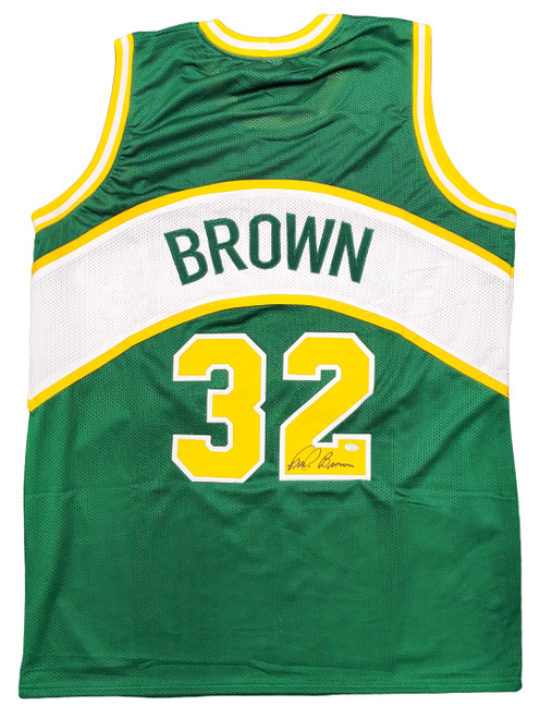 Seattle Supersonics Downtown Fred Brown Autographed Green Jersey MCS Holo Stock #200289