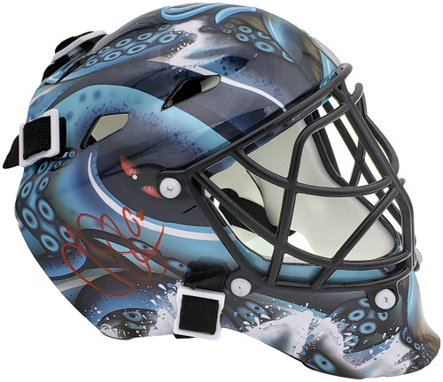 Chris Driedger Autographed Seattle Kraken Blue Mini Goalie Mask Fanatics Holo Stock #200292