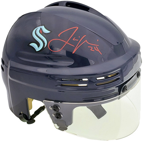 Jamie Oleksiak Autographed Seattle Kraken Blue Mini Helmet Fanatics Holo Stock #200298
