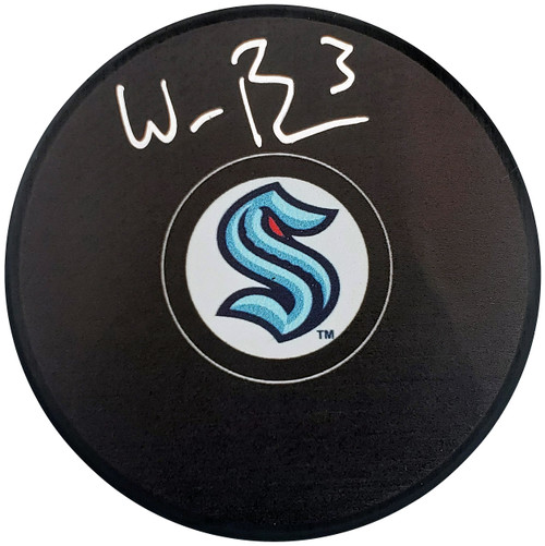 Will Borgen Autographed Official Seattle Kraken Logo Hockey Puck Fanatics Holo Stock #200865