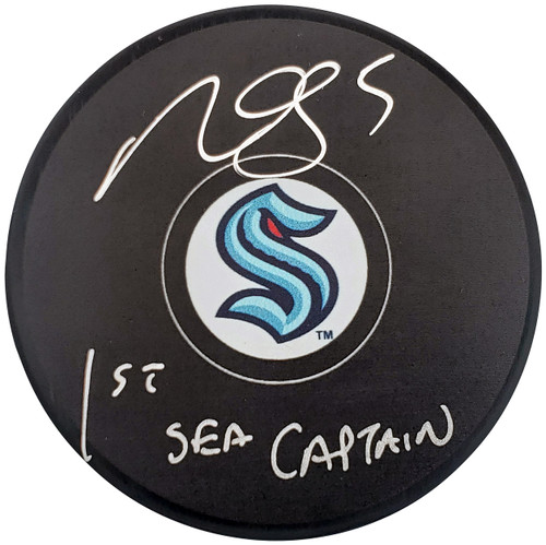 Mark Giordano Autographed Official Seattle Kraken Logo Hockey Puck "First SEA Captain" Fanatics Holo Stock #200872