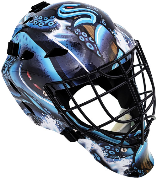 Seattle Kraken Unsigned Blue Franklin Full Size Goalie Mask Stock #201701