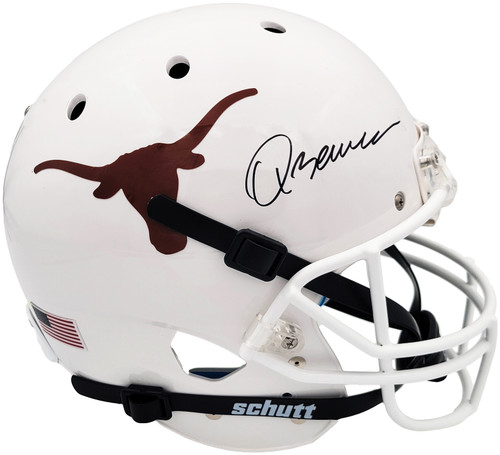 Quinn Ewers Autographed Texas Longhorns White Schutt Full Size Replica Helmet Black Chinstrap Beckett BAS QR Stock #201713