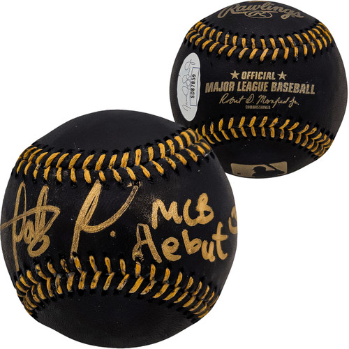 Fernando Tatis Jr. Autographed Official Black MLB Baseball San Diego Padres In Gold "MLB Debut 3/28/2019" JSA Stock #202007