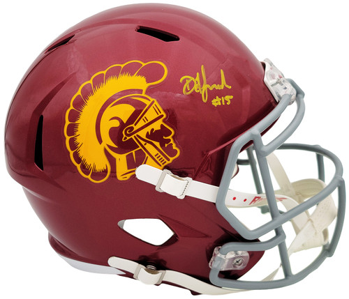 Drake London Autographed USC Trojans Maroon Full Size Replica Speed Helmet Beckett BAS QR Stock #202055