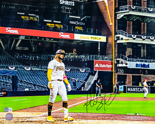 Fernando Tatis Jr. Autographed 16x20 Photo San Diego Padres Bat Flip Beckett BAS QR Stock #202105