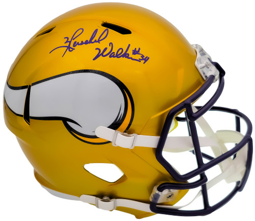 Herschel Walker Autographed Minnesota Vikings Flash Yellow Full Size Replica Speed Helmet Beckett BAS QR Stock #202156