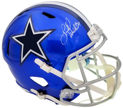 Herschel Walker Autographed Dallas Cowboys Flash Blue Full Size Replica Speed Helmet Beckett BAS QR Stock #202157