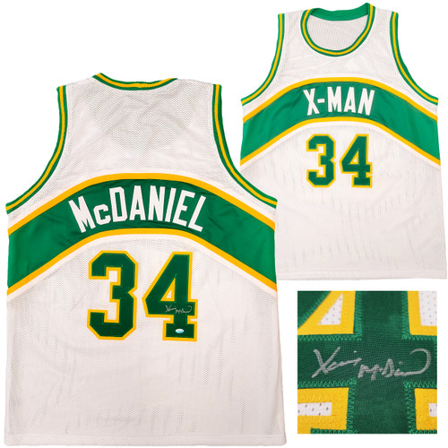 Seattle Supersonics Xavier McDaniel Autographed White Jersey MCS Holo Stock #202420