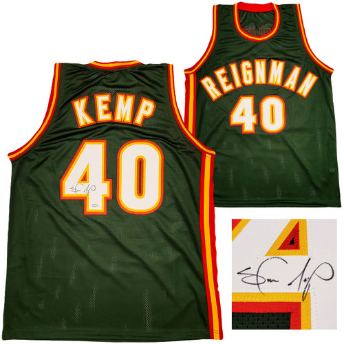 Seattle Supersonics Shawn Kemp Autographed Green Jersey MCS Holo Stock #202428