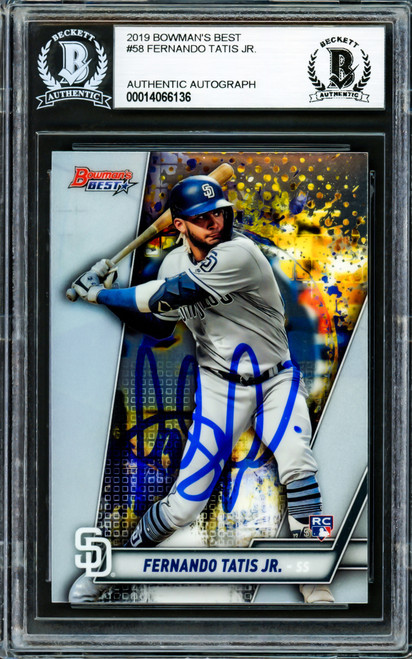 Fernando Tatis Jr. Autographed 2019 Bowman's Best Rookie Card #58 San Diego Padres Beckett BAS Stock #202730