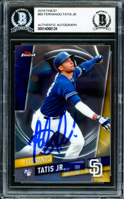 Fernando Tatis Jr. Autographed 2019 Topps Finest Rookie Card #85 San Diego Padres Beckett BAS Stock #202731