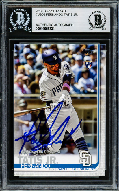 Fernando Tatis Jr. Autographed 2019 Topps Update Rookie Card #US56 San Diego Padres Beckett BAS Stock #202733